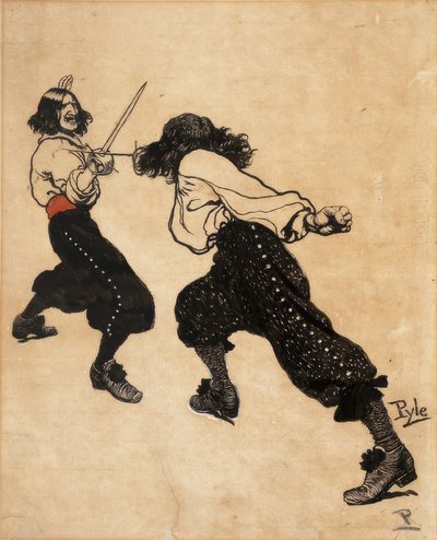 Studie för affisch och bokomslag till To Have and to Hold av Howard Pyle
