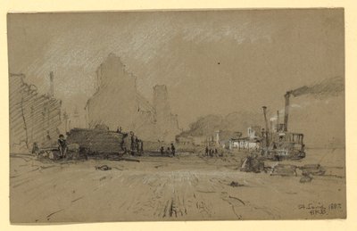 Teckning, Vid Mississippi i St Louis, 1887 av Howard Russell Butler