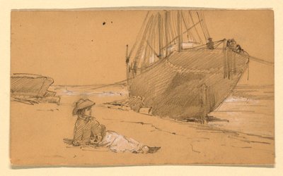 Teckning, Vid stranden, 1884 av Howard Russell Butler