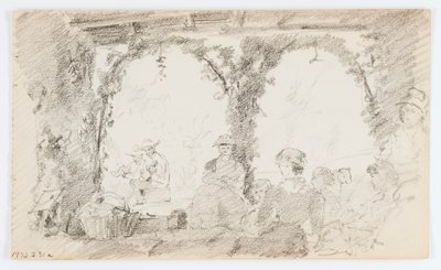 Utan titel (Sittande figurer och musiker) av Howard Russell Butler
