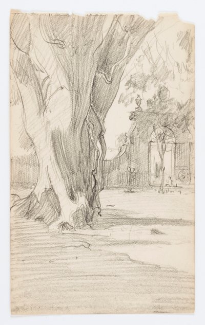 Utan titel (trädstam med grind) av Howard Russell Butler