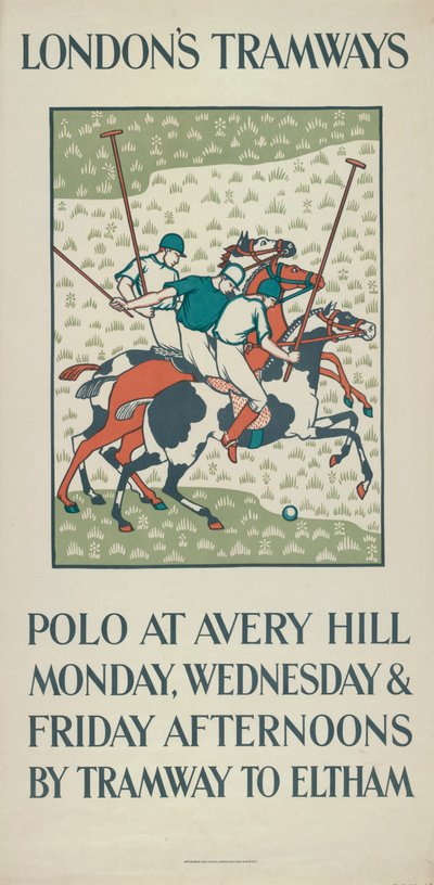 "Polo at Avery Hill", London County Council LCC Tramways affisch, 1923 av Howard Spear