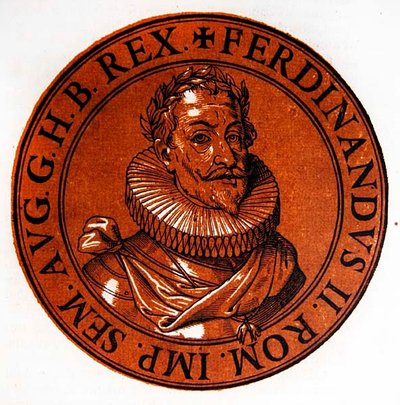 Medaljongporträtt av Ferdinand II, den helige romerske kejsaren av Hubert (after) Goltzius