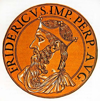 Medaljongporträtt av Fredrik I Barbarossa av Hubert (after) Goltzius
