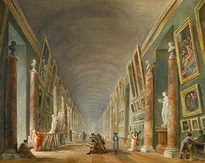 La Grande Galerie du Louvre entre 1801 et 1805 - Louvrens stora galleri mellan 1801 och 1805 ... av Hubert (circle of) Robert