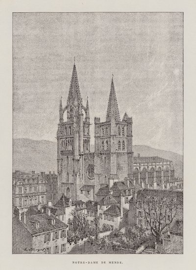 Notre-Dame De Mende (gravyr) av Hubert Clerget