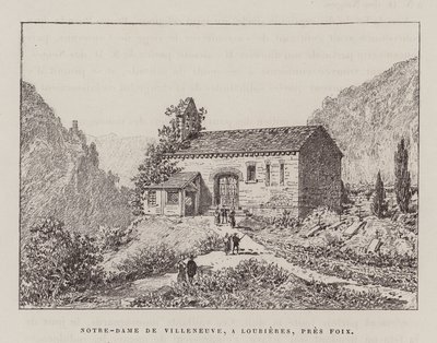 Notre-Dame De Villeneuve, A Lourieres, Pres Foix (gravyr) av Hubert Clerget