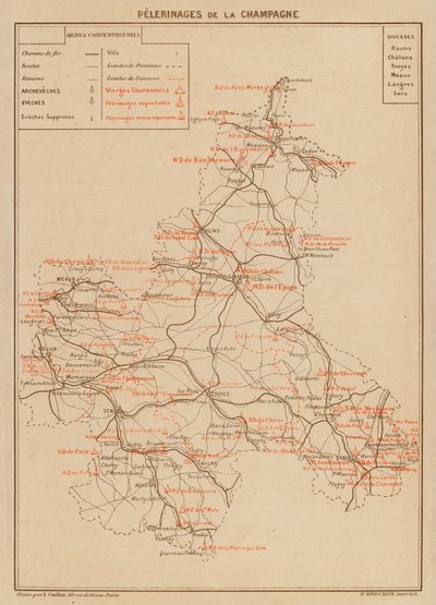 Pelerinages De La Champagne (färglitografi) av Hubert Clerget