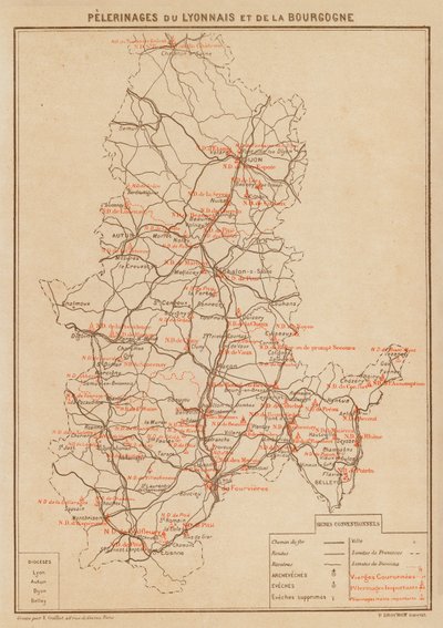 Pelerinages Du Lyonnais Et De La Bourgogne (färglitografi) av Hubert Clerget