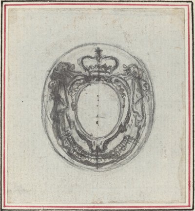 Armorial Cartouche med krona och swags av Hubert Francois Gravelot