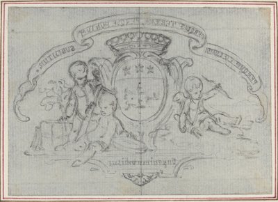 Vapensköld med Three Putti av Hubert Francois Gravelot