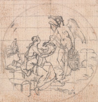 Design för en medalj: Figure of Britannia (?) och Fortune (?) eller Victory (?) av Hubert Francois Gravelot