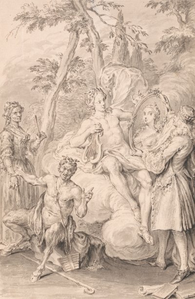 Ritning för en frontispice: "The Toast" av Hubert Francois Gravelot