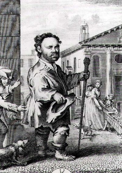 Owen Farrell (f.1716), den irländska dvärgen, graverad av James Hulett (d.1771), pub. år 1742 av Hubert Francois Gravelot