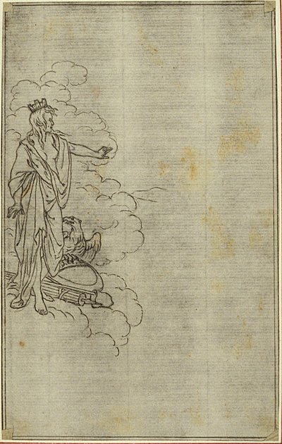 Studie till Lucains "La Pharsale", Canto I, Stående kvinnofigur med krona av Hubert Francois Gravelot