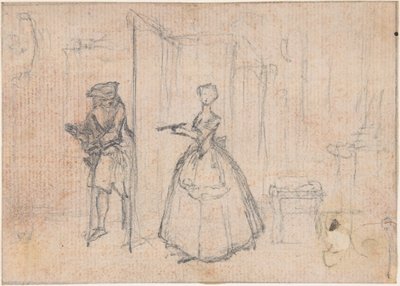 Studie till ”Att bedra hennes farbror”, etsad vinjett i ”Sånger i operan Flora” av Hubert Francois Gravelot