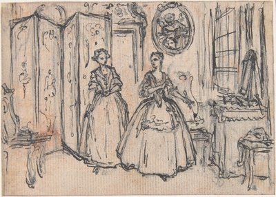 Studie för ”Om väktarens makt”, etsad vinjett i ”Sånger i operan Flora” av Hubert Francois Gravelot