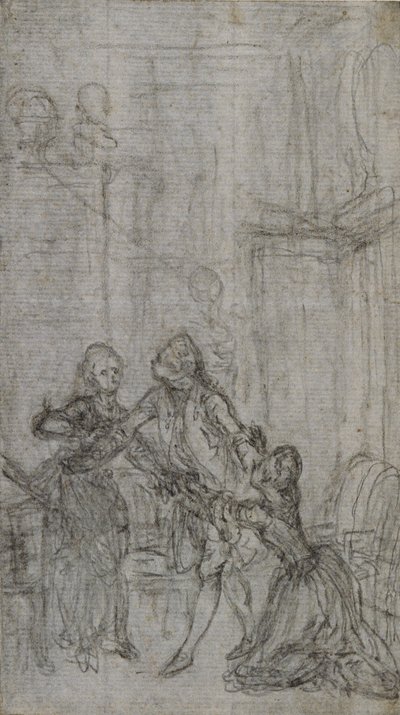 Studie till vinjett-frontispiece i Charles-Simon Favarts "L
