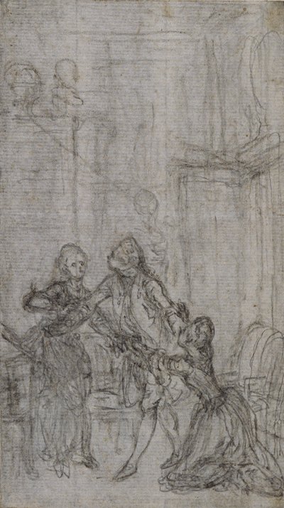 Studie till vinjett-frontispiece i Charles-Simon Favarts "L