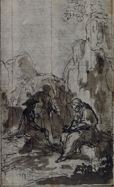 Studie till vinjett i Abbé Dinouarts "Vie du Venerable don Juan de Palafox", s. 391 av Hubert Francois Gravelot