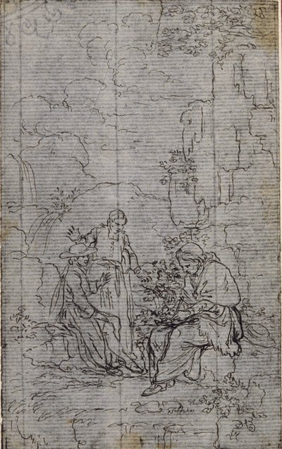 Studie till vinjett i Abbé Dinouarts "Vie du Venerable don Juan de Palafox", s. 391 av Hubert Francois Gravelot