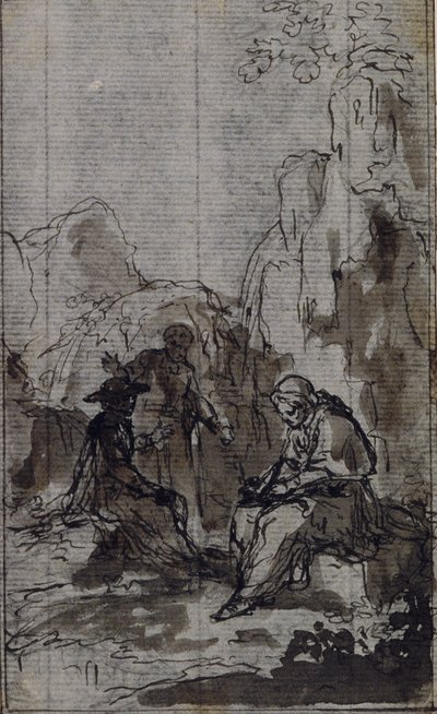 Studie till vinjett i Abbé Dinouarts "Vie du Venerable don Juan de Palafox", s. 391 av Hubert Francois Gravelot