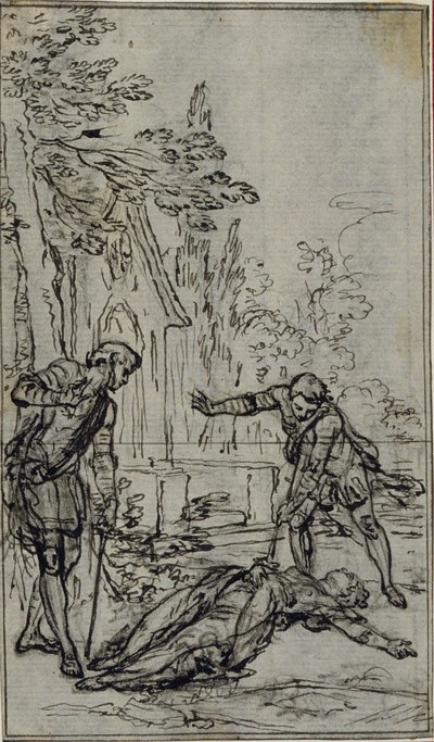 Studie till vinjett i Voltaires "La Pucelle d