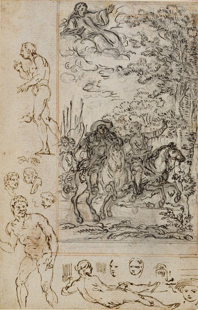 Studie till vinjett i Voltaires "La Pucelle d