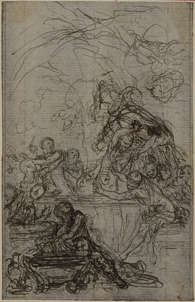 Studie till en illustration i Tacitus "Tiberius, eller de sex första böckerna i Annalerna", bok IV, vol. 2, 1:a studien av Hubert Francois Gravelot