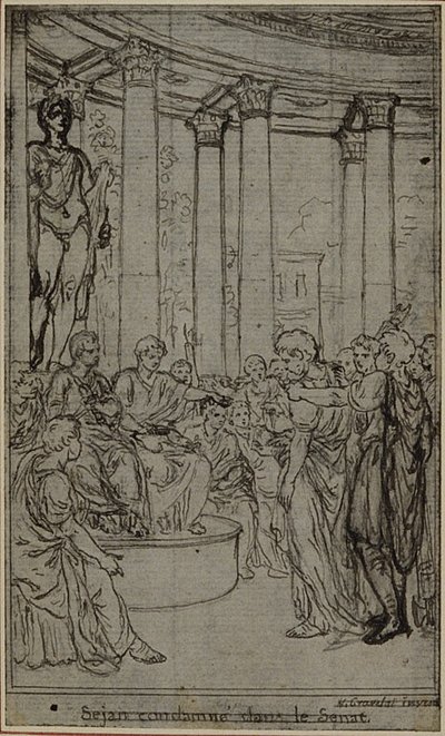 Studie för en illustration i Tacitus "Tiberius, eller de sex första böckerna i Annalerna", Bok V, Vol. 3, 2:a studien av Hubert Francois Gravelot