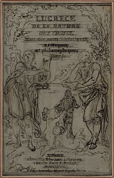 Studie till vinjett-frontispiecen till Lucretius "De la Nature des Choses", bok I av Hubert Francois Gravelot