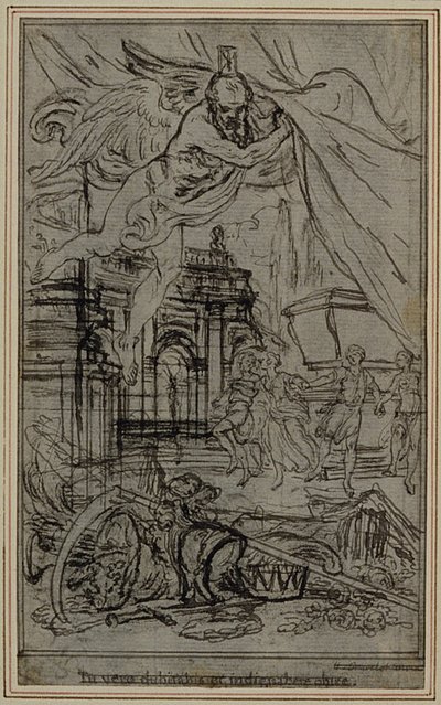 Studie till vinjett-frontispiecen till Lucretius "De la Nature des Choses", bok III av Hubert Francois Gravelot