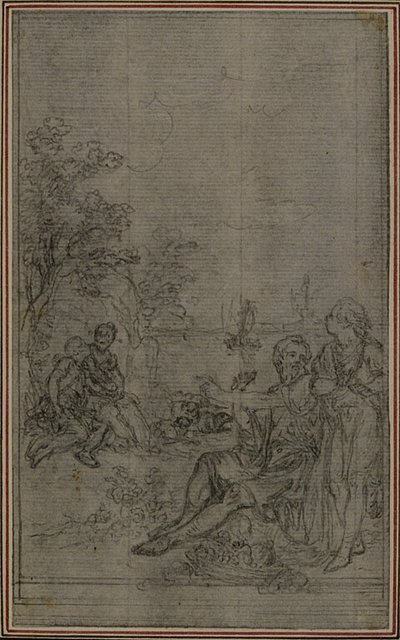Studie till vinjetten i Lucretius "De la Nature des Choses", Vol. II, Bok IV av Hubert Francois Gravelot