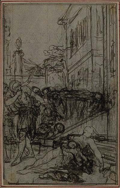 Studie till vinjetten i Lucretius "De la Nature des Choses", Vol. II, Bok VI av Hubert Francois Gravelot