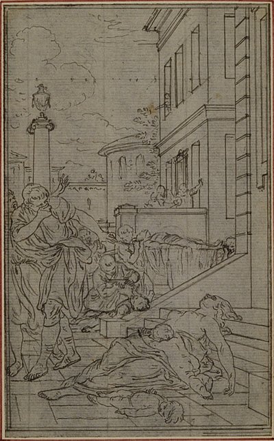 Studie till vinjetten i Lucretius "De la Nature des Choses", Vol. II, Bok VI av Hubert Francois Gravelot