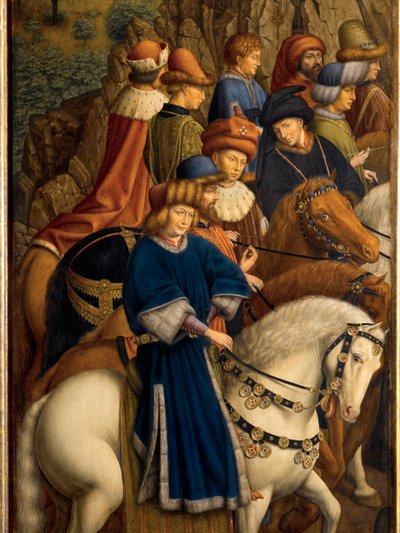 Detalj av de rättvisa domarna, nedre vänstra panelen på Gents altartavla av Hubert & Jan van (1390 1441) (after) Eyck