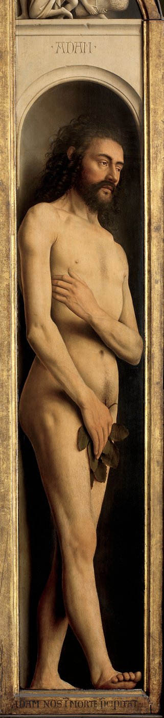 Adam, detalj från den vänstra flygeln på Gents altartavla av Hubert & Jan van (1390 1441) Eyck