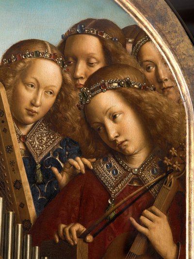 Engelmusiker, Detail vom Genter Altar von Hubert & Jan van (1390-1441) Eyck