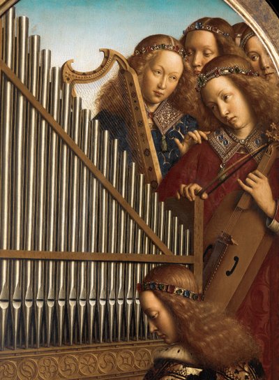 Änglamusiker med St. Cecilia, från Gents altartavla av Hubert & Jan van (1390 1441) Eyck