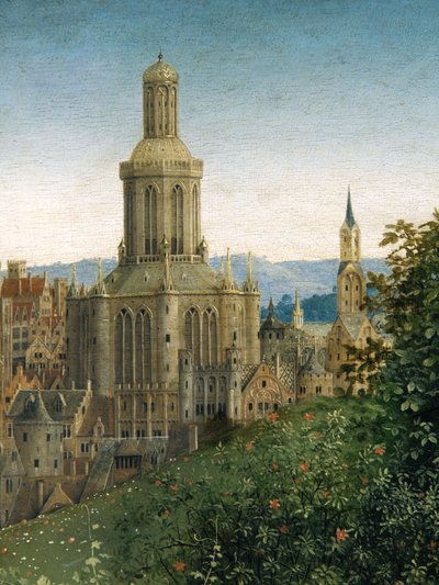 Detalj från Tillbedjan av det mystiska lammet, från Gents altartavla av Hubert & Jan van (1390 1441) Eyck