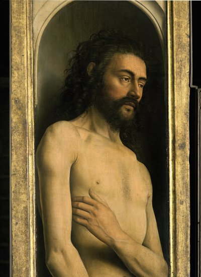 Detalj av Adam, från den vänstra flygeln av Gents altartavla av Hubert & Jan van (1390 1441) Eyck