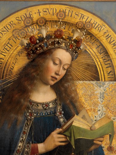 Detalj av Jungfru Maria, från Gents altartavla av Hubert & Jan van (1390 1441) Eyck