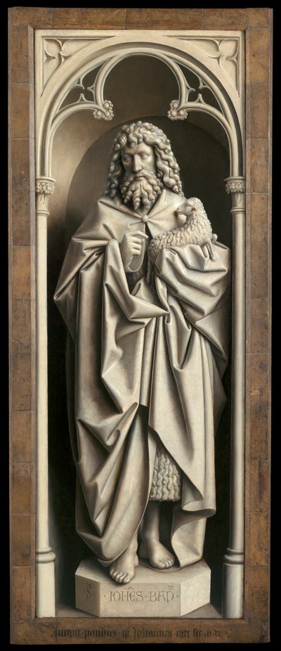 St. Johannes der Täufer, von der Außenseite des linken Flügels des Genter Altars von Hubert & Jan van (1390-1441) Eyck