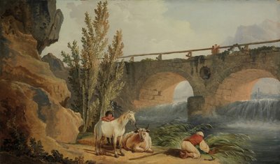 Bro över en kaskad. av Hubert Robert