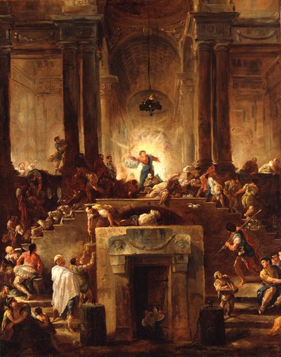 Kristus driver ut växlarna ur templet av Hubert Robert