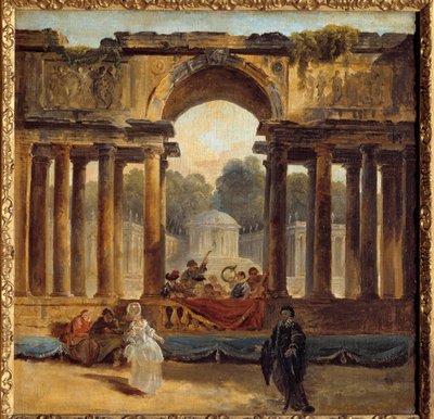 Dans och konsert i en park Målning av Hubert Robert (1733-1808) Amiens från 1700-talet, Musee de Picardie av Hubert Robert
