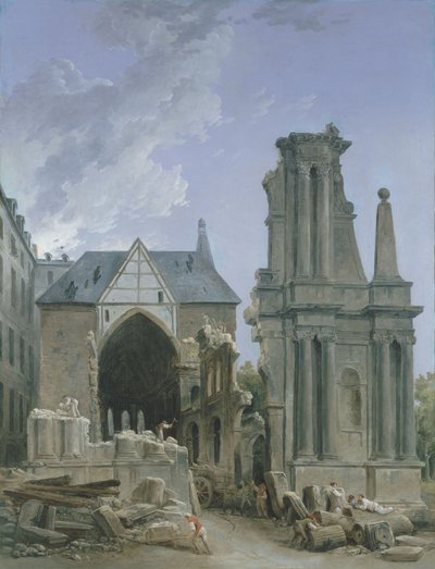 Rivning av Feuillants-kyrkan i Rue Saint Honore, ca 1804 (olja på duk) av Hubert Robert