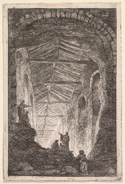 Kvällar i Rom: Antikgalleriet av Hubert Robert
