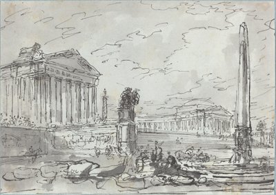 Fantasy på en gammal Campidoglio av Hubert Robert