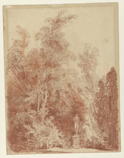 Utsikt i en park med en staty av Venus av Hubert Robert